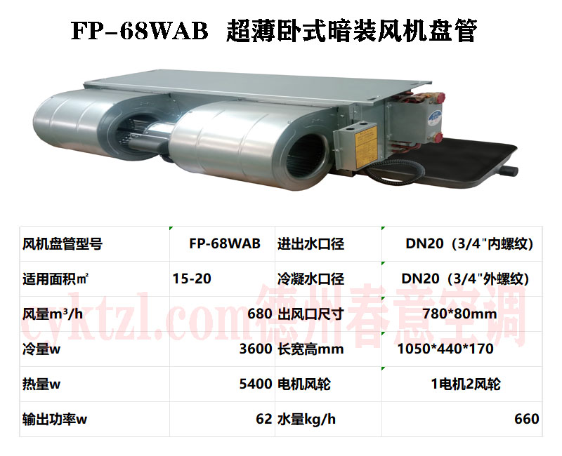 甘肅FP-68WAB超薄臥式暗裝風機盤管